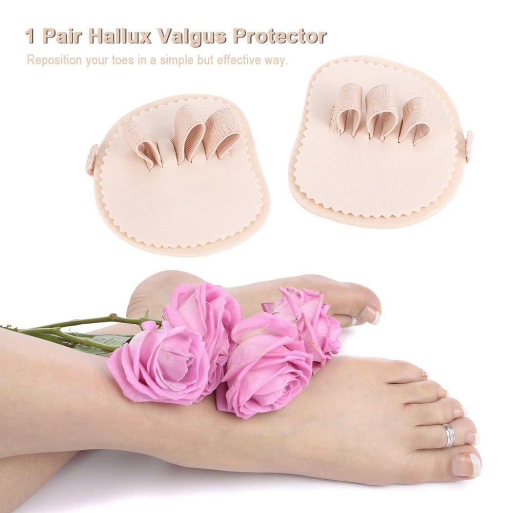 1 Pair Hallux Valgus Protector Bunion Corrector Finger Toe Separator Divider Spreader 3 Holes Thumb Valgus Guard Feet Care Tool