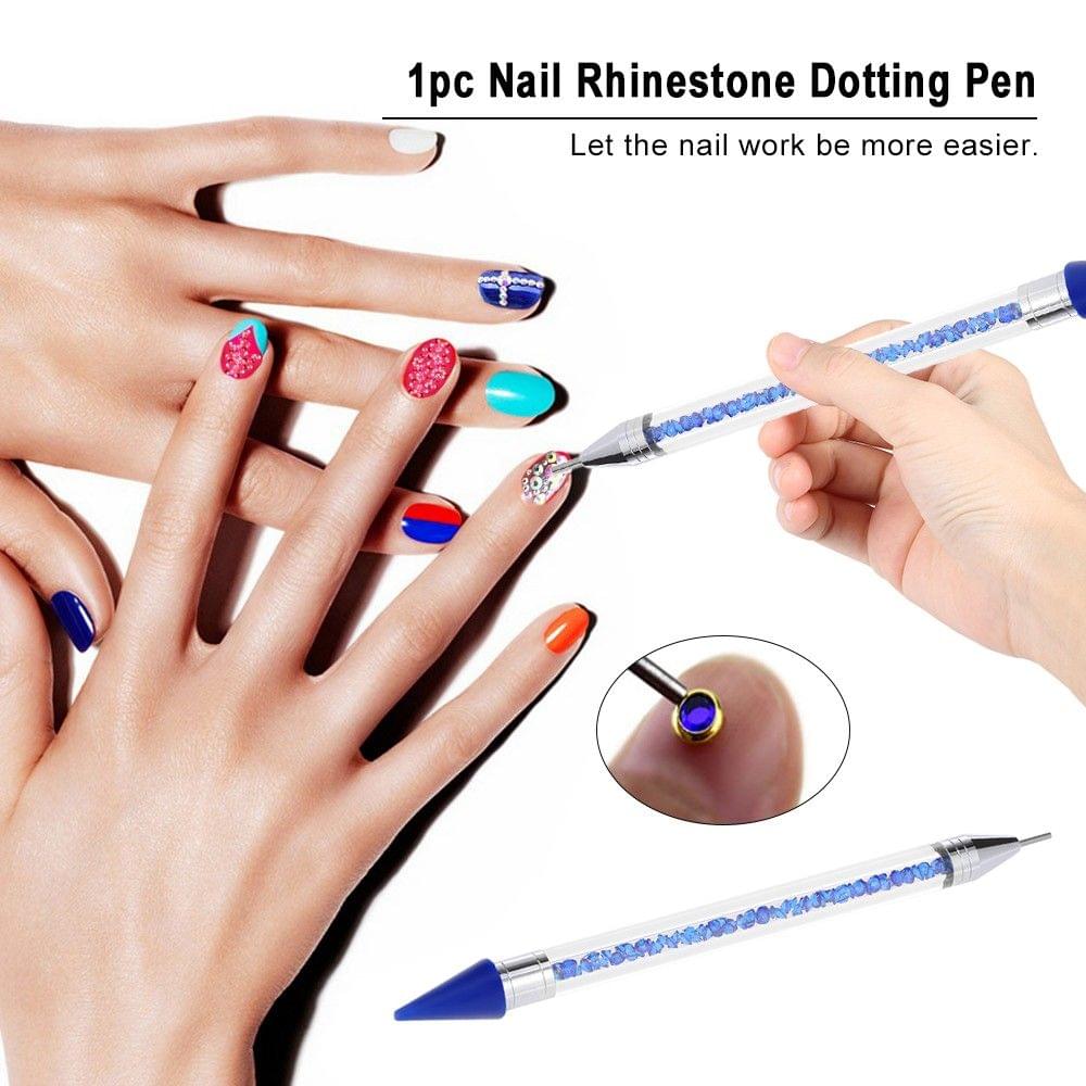 Rhinestone Dotting Pen Nail Dotting Tool Double Head Tips Beads Picker Wax Pencil Handle Manicure Tool