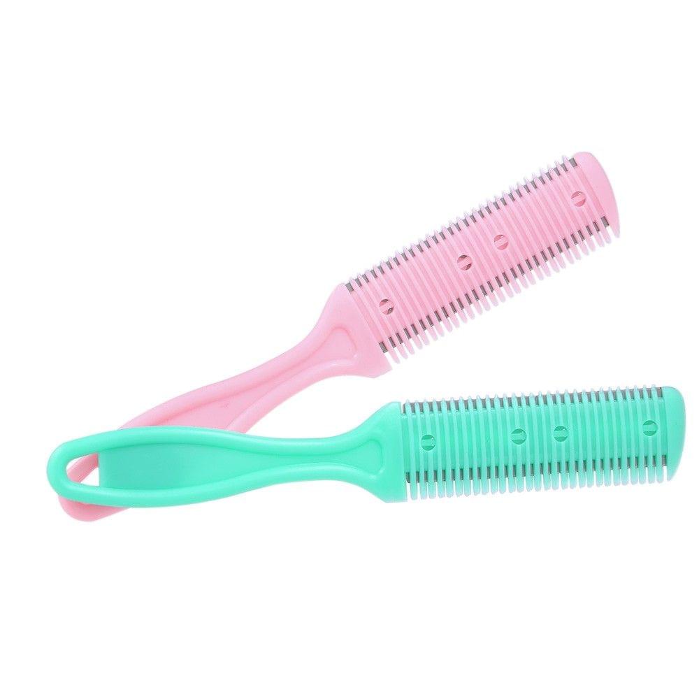 2 Pcs Hair Razor Comb Scissor Hairdressing Trimme Hair Shaving Blades Hair Cutting Thinning DIY Styling Tool Random Color