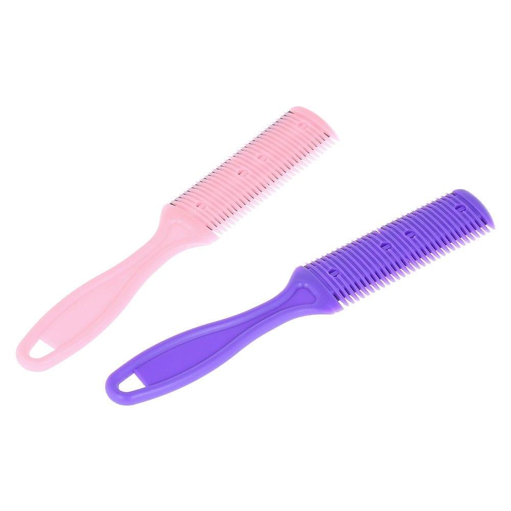 2 Pcs Hair Razor Comb Scissor Hairdressing Trimme Hair Shaving Blades Hair Cutting Thinning DIY Styling Tool Random Color