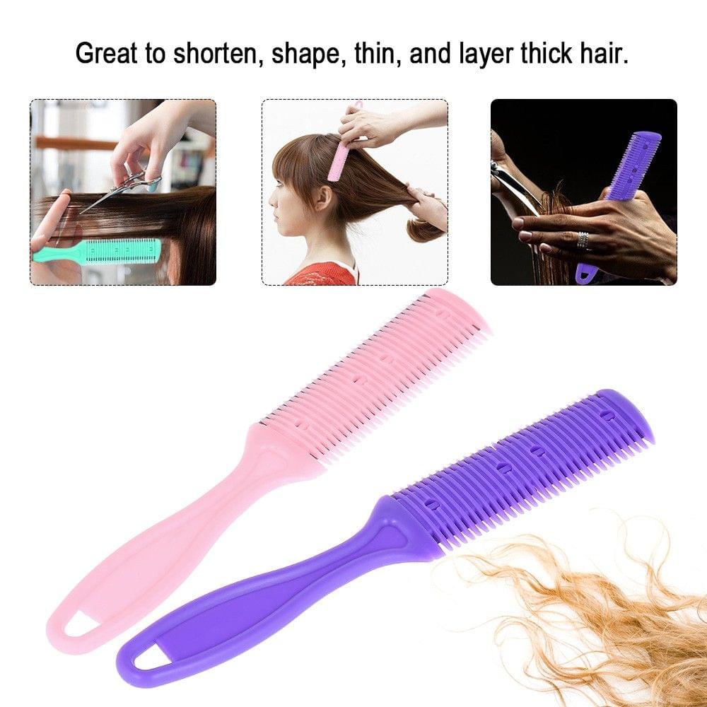 2 Pcs Hair Razor Comb Scissor Hairdressing Trimme Hair Shaving Blades Hair Cutting Thinning DIY Styling Tool Random Color