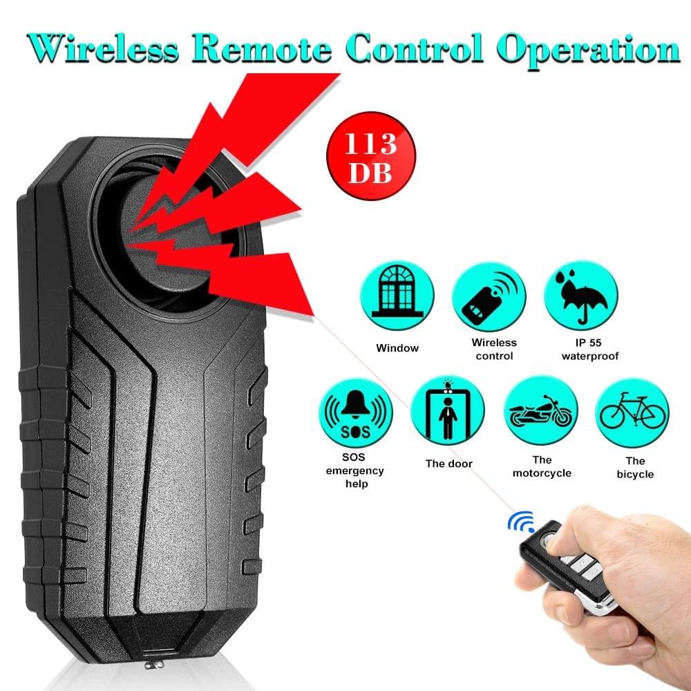 Bicycle/ Electric Tricycle/ Door/ Window Vibration Alarm Intelligent Anti-theft  Alarm Wireless Remote Control Alarm Supper Loud  Waterproof Adjustable Sensitivity