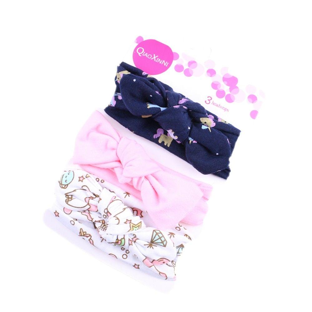 3Pcs Baby Headbands Elastic Knotted Cotton