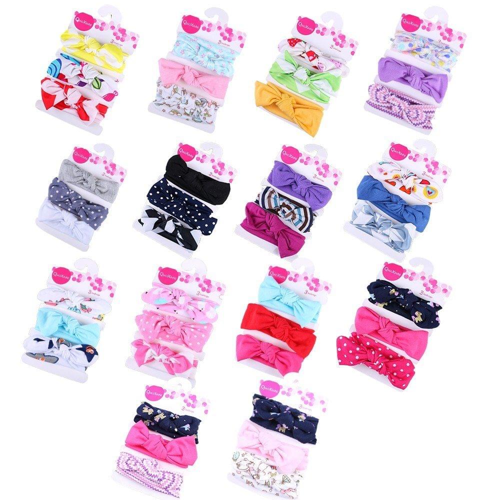 3Pcs Baby Headbands Elastic Knotted Cotton