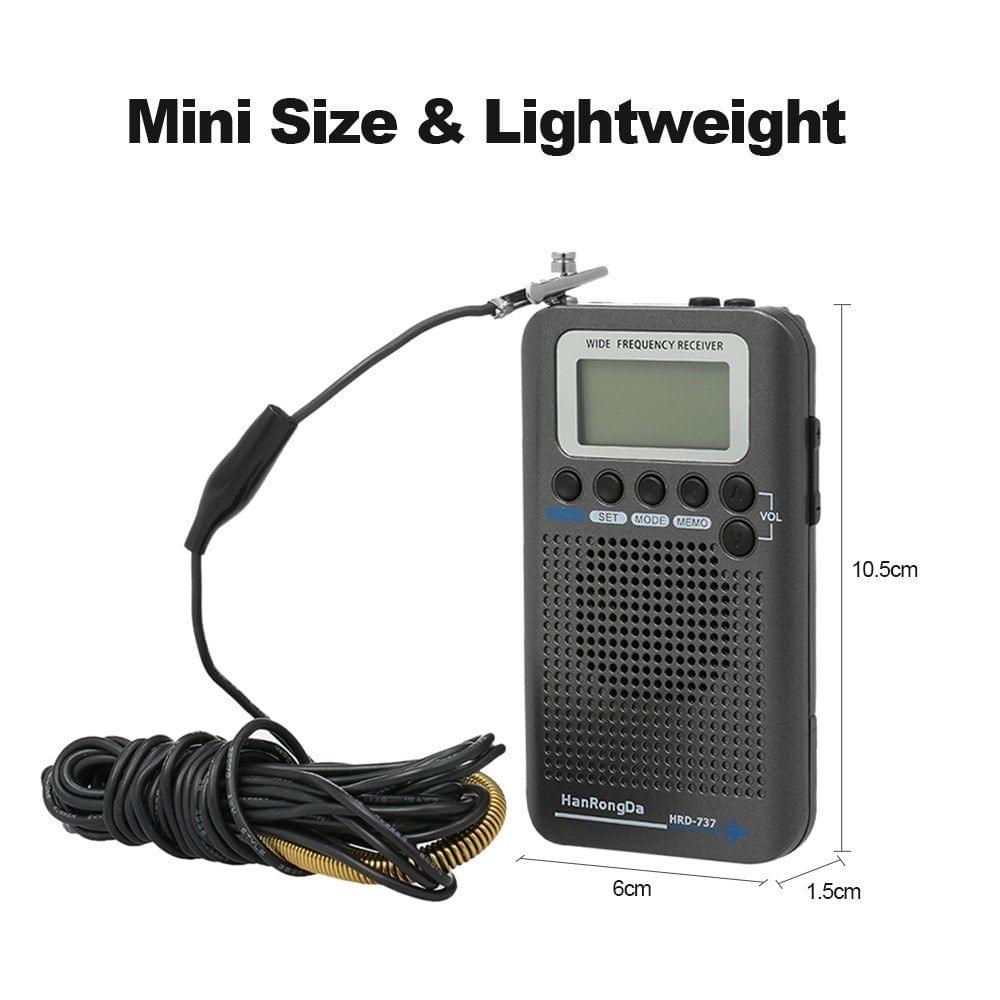 HanRongDa HRD-737 Portable Full Band Radio Aircraft Band Receiver FM/AM/SW/ CB/Air/VHF World Band with LCD Display Alarm Clock