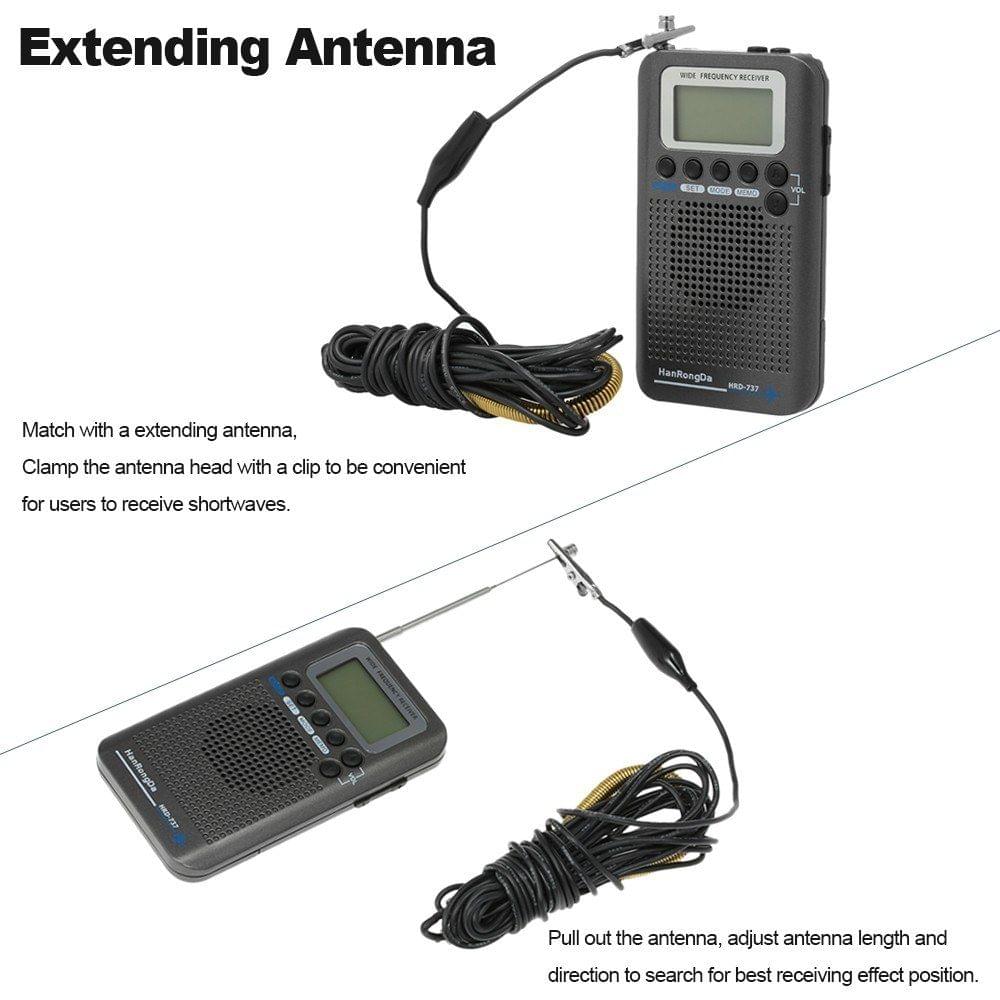 HanRongDa HRD-737 Portable Full Band Radio Aircraft Band Receiver FM/AM/SW/ CB/Air/VHF World Band with LCD Display Alarm Clock