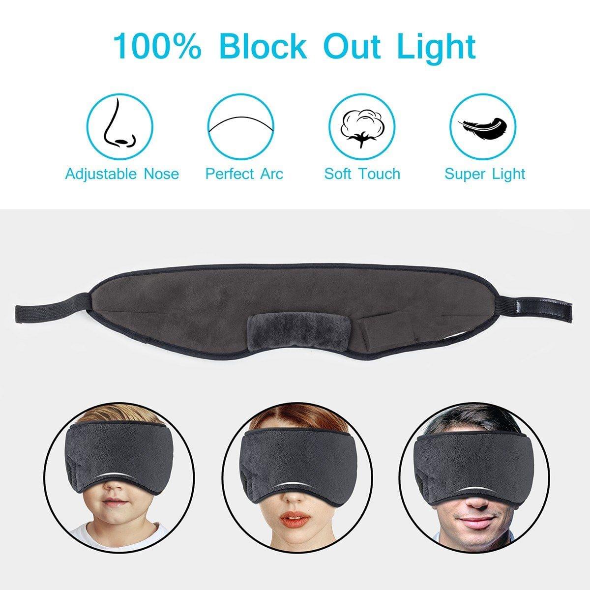 dodocool Wireless Multifunctional Sleeping Eye Mask with Stereo Sound Headphones Washable Music Eye Cover 4.2 Wireless Adjustable Headset with Built-in Speakers Microphone Handsfree for Travel and Sleep Chargeable Grey