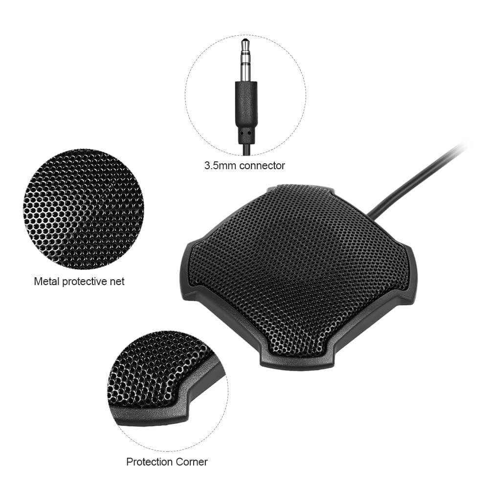 Stereo Omnidirectional Condenser Microphone Mic 3.5mm Connector for Meeting Business Conference Desktop Computer