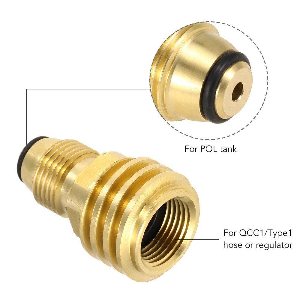 Lixada Propane Tank Adapter Solid Brass Regulator Valve Safety POL Tank Convert to QCC1/Type1