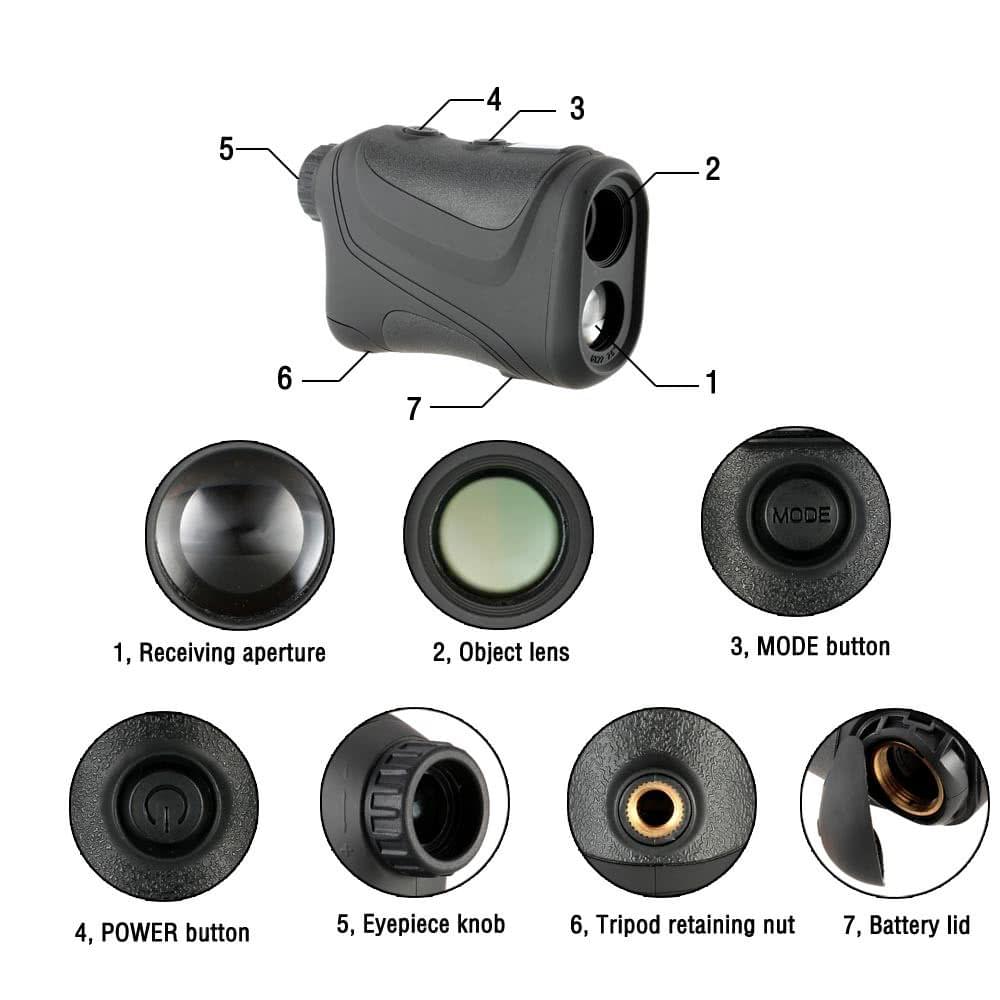 Lixada Range Finder 600M Distance Measurement 18 - 300KM/H Speed Measurement Hunting Golf Telescope Handheld Range Finder