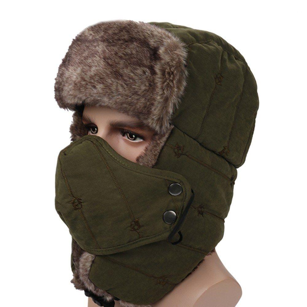 Women Men Water Repellent Warm Winter Trooper Hat with Mask Ear Flaps