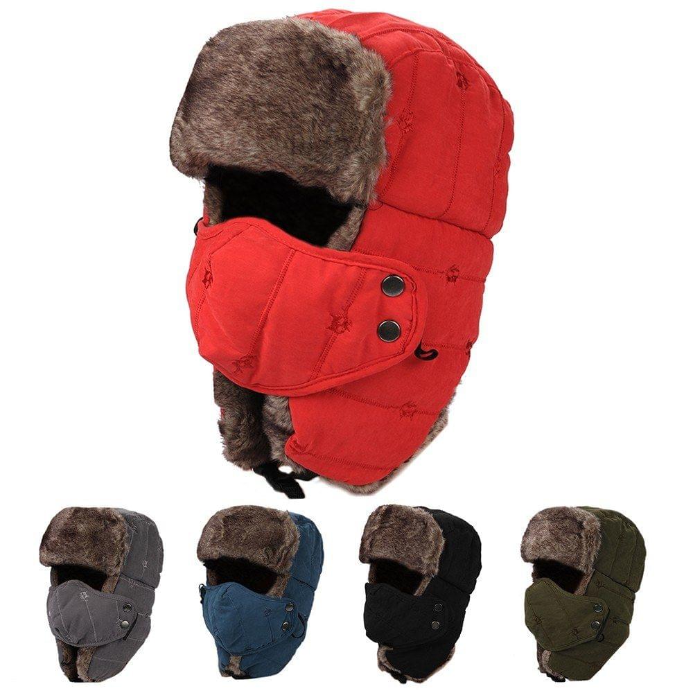 Women Men Water Repellent Warm Winter Trooper Hat with Mask Ear Flaps