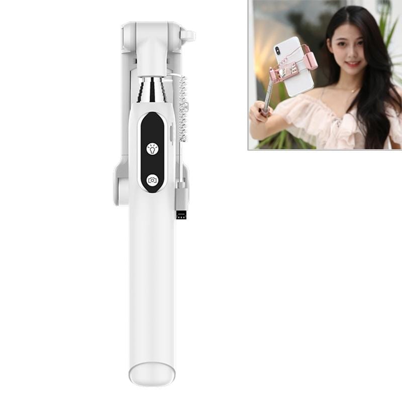 CYKE A6 Universal Filling Light Beauty Multifunction Wired Control Selfie Stick (White)