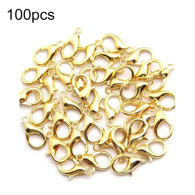 100 PCS 12mm DIY Jewelry Accessories High-quality Alloy Lobster Claw (Gold)