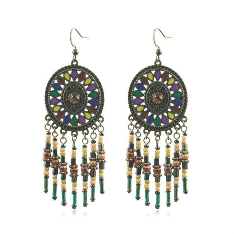 3 Pairs Vintage Bohemian National Style Earrings Long Mizhu Tassel Earrings Women (HQEF-1926)