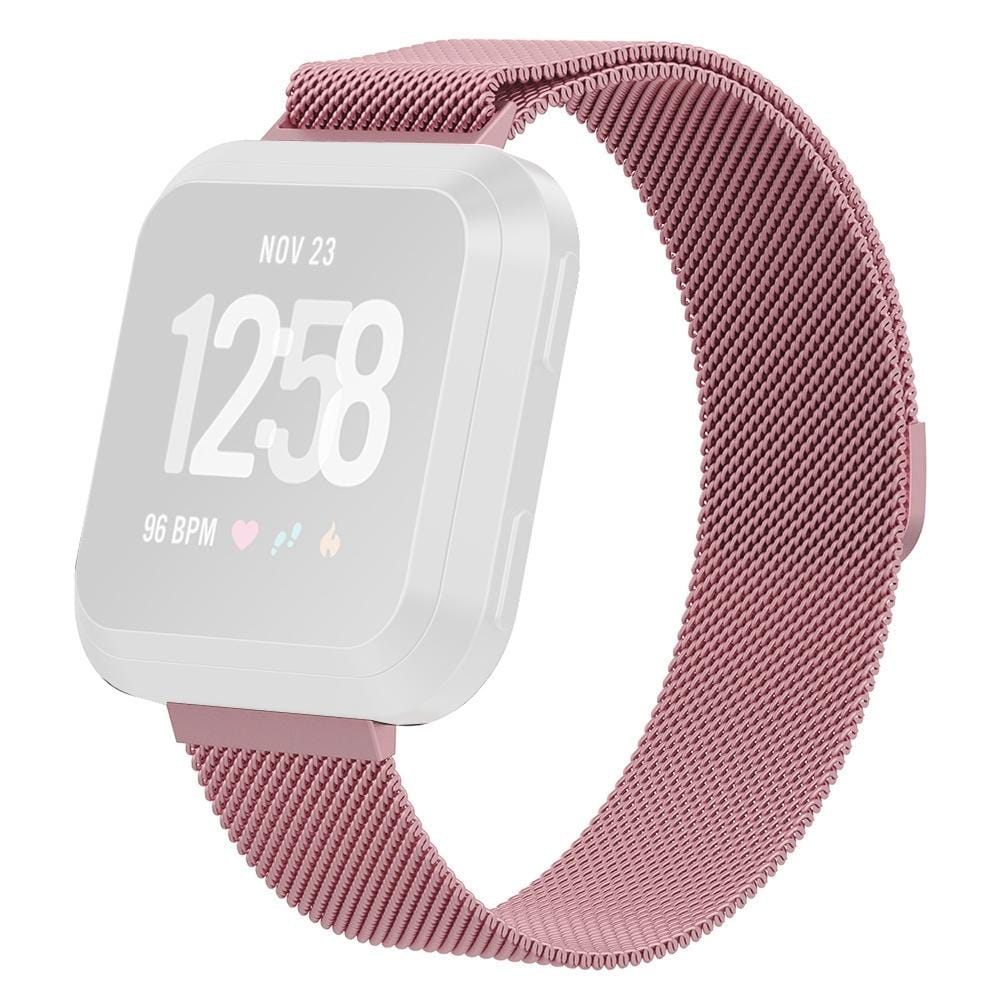 For Fitbit Versa 2 / Fitbit Versa / Fitbit Versa Lite Milanese Watch Strap, Small Size: 2.3x22.5cm (Rose Pink)