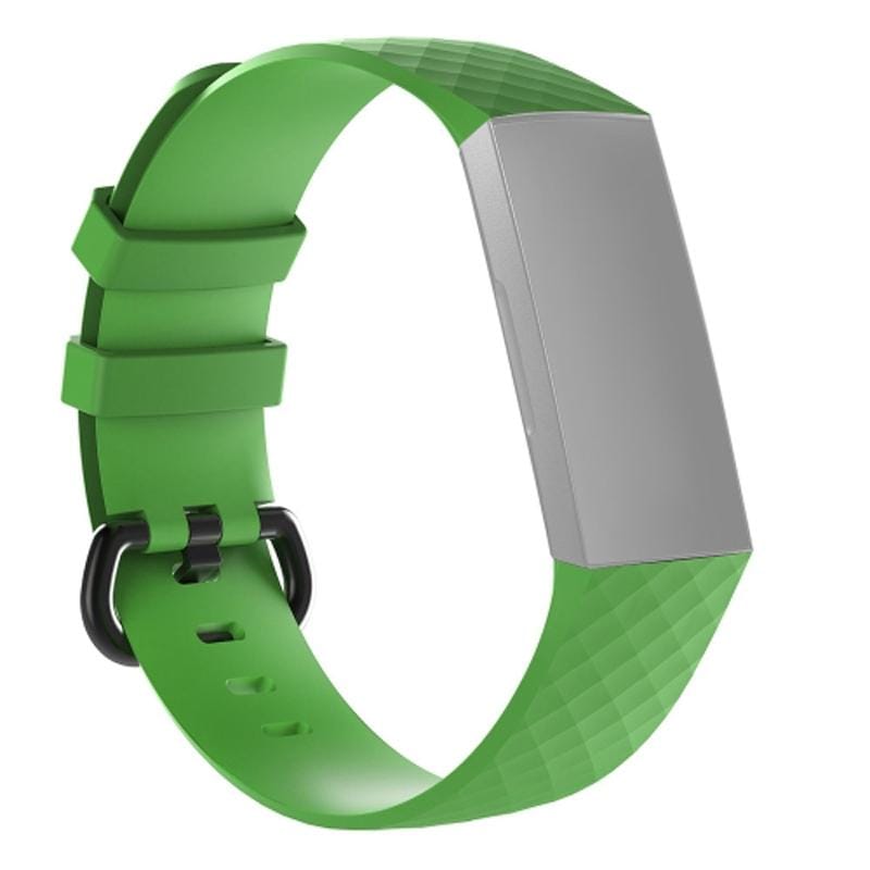 Diamond Pattern Silicone Wrist Strap Watch Band for Fitbit Charge 4 Small Size?190*18mm (Green)