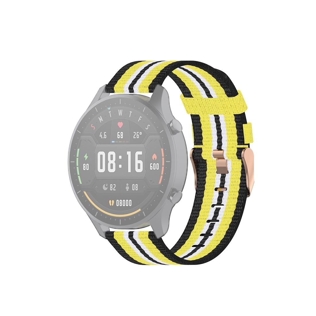 For Xiaomi Watch Color 22mm Nylon Denim Wrist Strap Watchband (Black and Yellow)