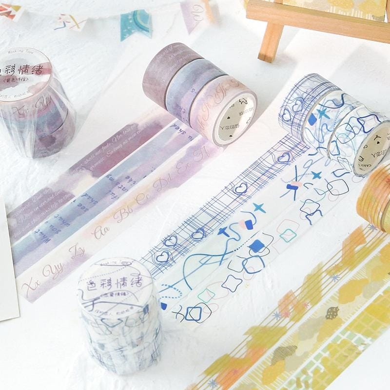 Letter Paper Tape Set Color Emotion Series Handbook Decorative Collage Graffiti Tape (Lemon Rain)