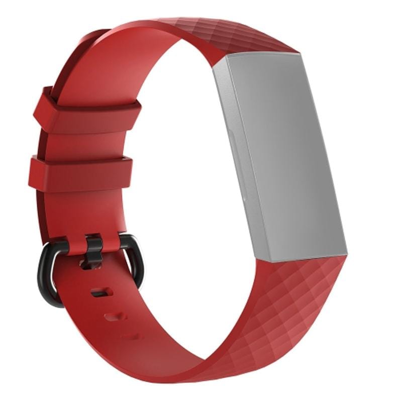 Diamond Pattern Silicone Wrist Strap Watch Band for Fitbit Charge 4 Small Size?190*18mm (Red)