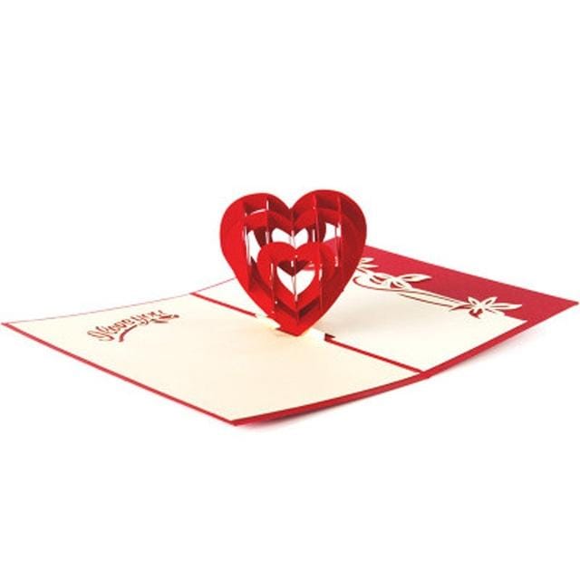 Birthday Greeting Postcards Gift Cards Heart Blank Vintage Marriage Love Letters Messages Paper, Size: 10x15cm (Red)