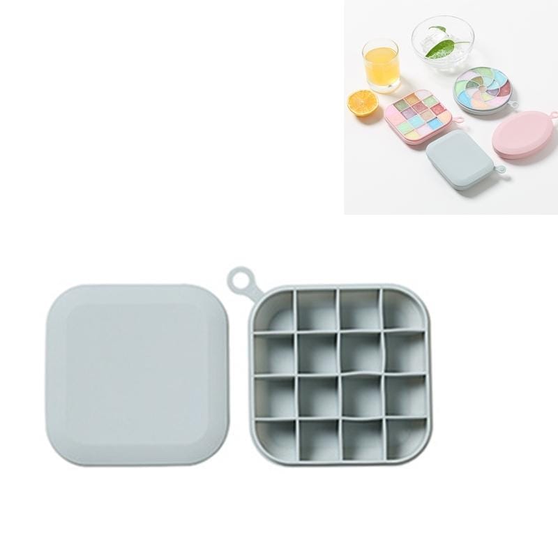 4 PCS Home Creative Geometric Simple Ice Tray Mold with Lid DIY Ice Cube Homemade Box, Style:Square (Blue)