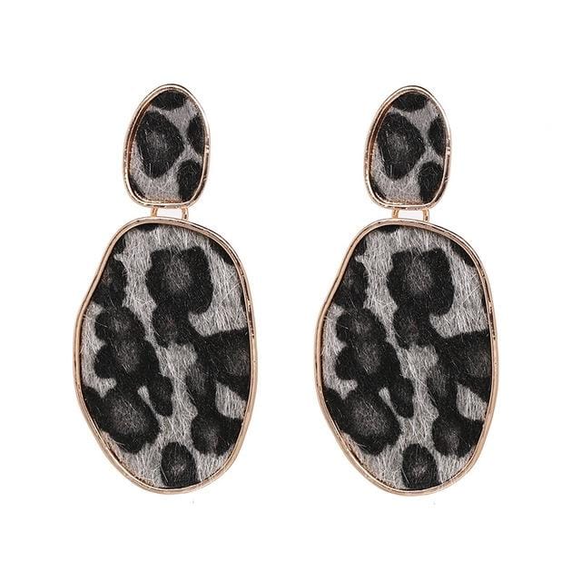 Sexy Leopard Geometric Street Beat Earrings For Lady (Grey)