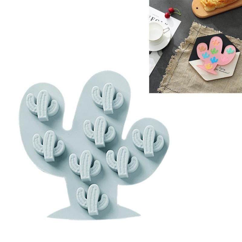 6 PCS Cactus Shape Silicone Ice Tray Mold Handmade DIY Cake Chocolate Baking Mold (Blue)