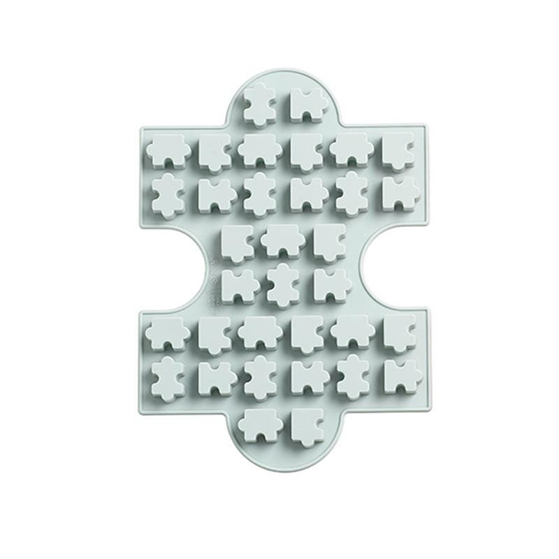 4 PCS Creative Jigsaw Puzzle Shape Ice Tray Mold Microwave Oven Candy Chocolate Cake Mold (Pink)