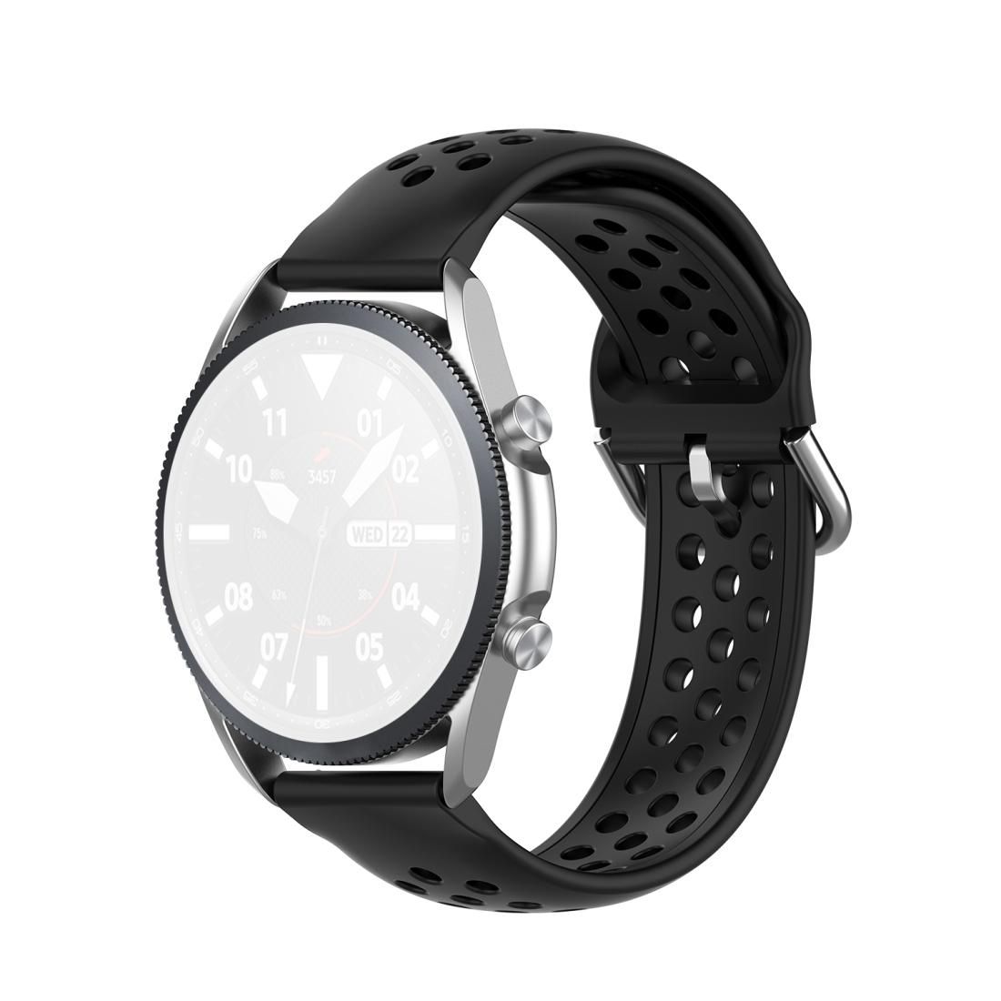 For Galaxy Watch 3 45mm Silicone Sports Solid Color Strap, Size: Free Size 22mm (Black)