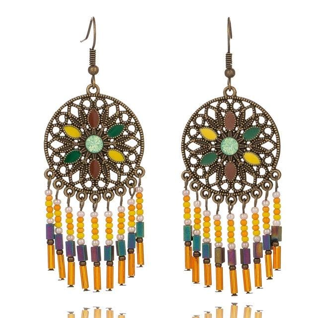 3 Pairs Vintage Bohemian National Style Earrings Long Mizhu Tassel Earrings Women (HQEF-1926)