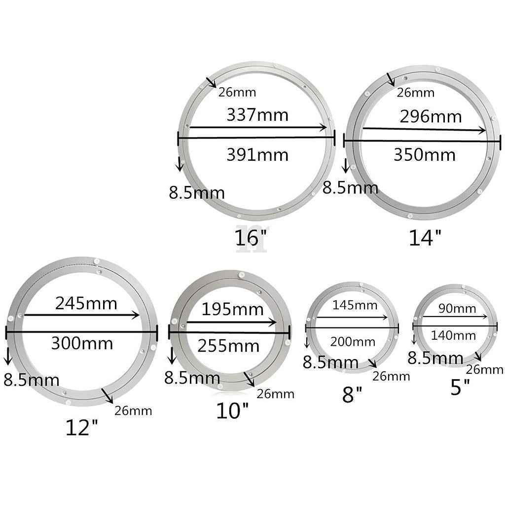 Aluminum Alloy Round Rotating Turntable Bearing Table Silver White 16 inch