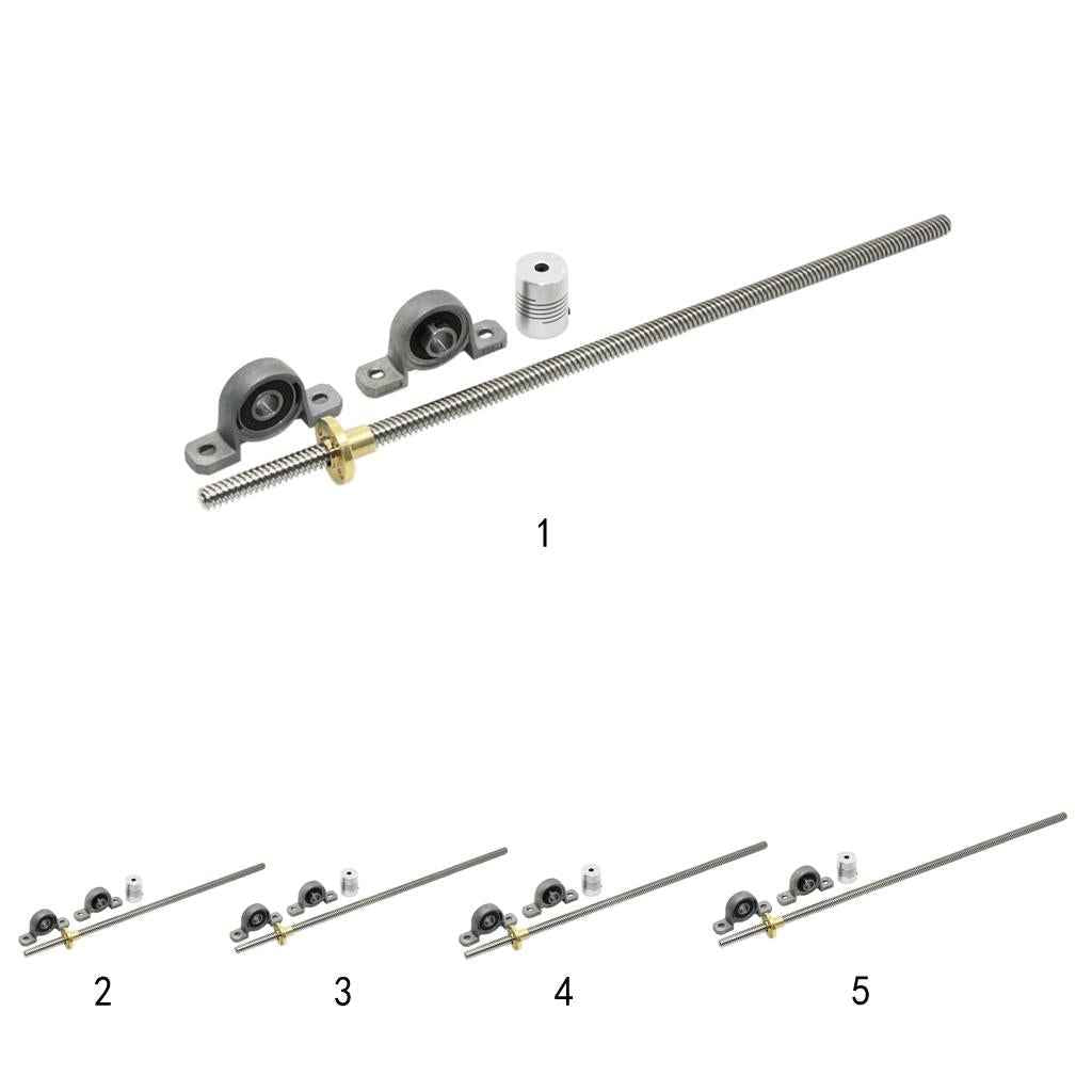 T8 Threaded Rod Lead Screw with Mounted Ball Bearing + Brass Nut 200mm #2