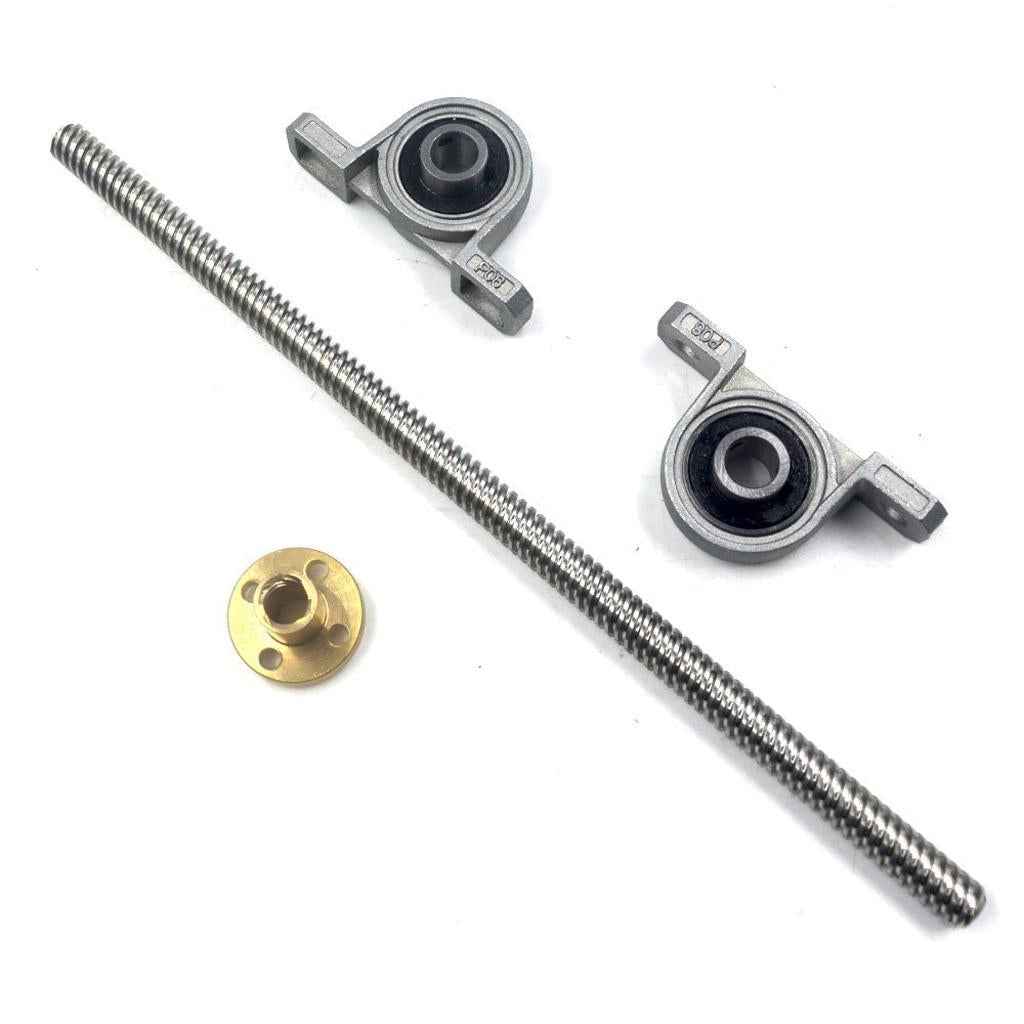 T8 Threaded Rod Lead Screw with Mounted Ball Bearing + Brass Nut 200mm #2