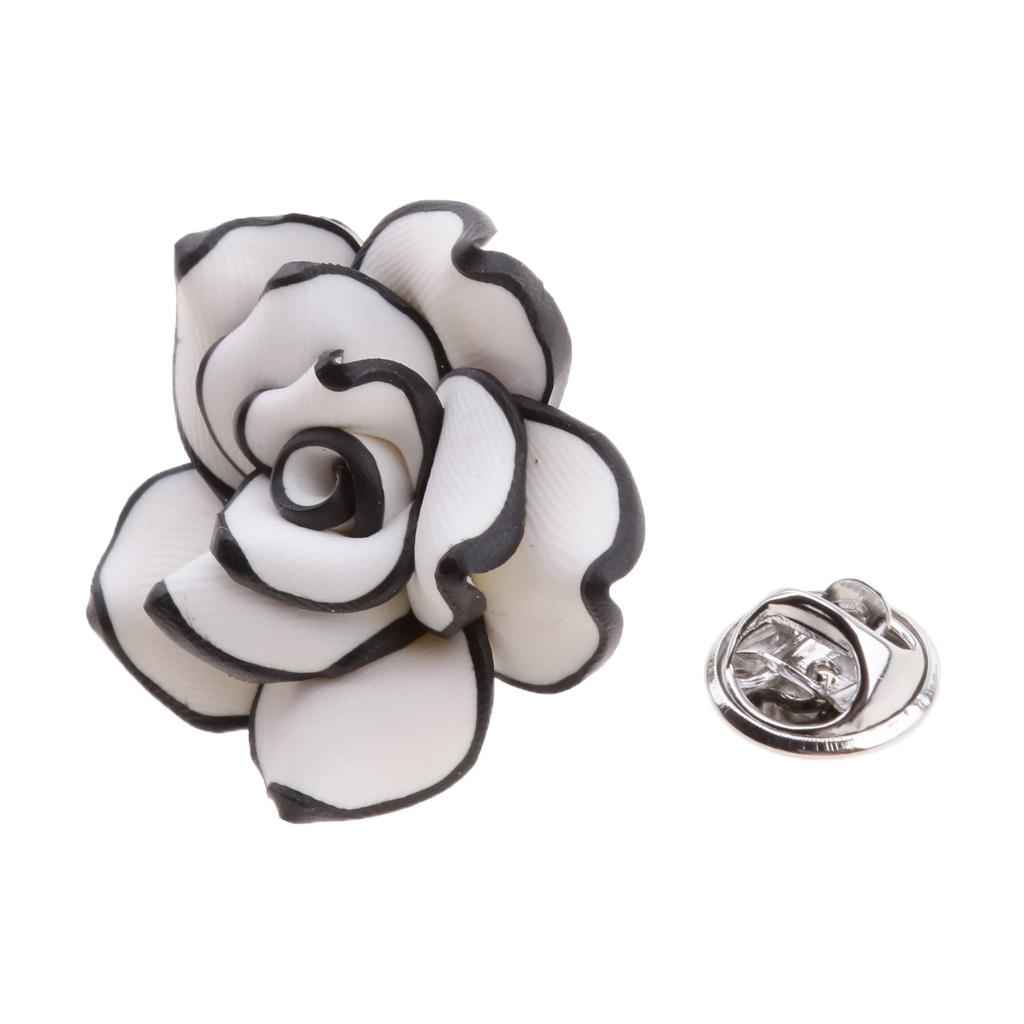 Handmade Polymer Clay Flower Brooch Vintage Wedding Handcrafted White
