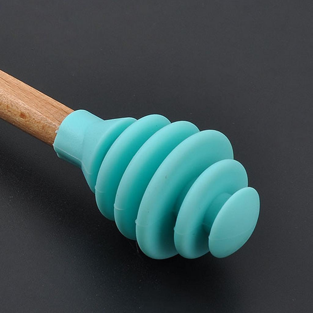 4xSilicone Honey Dipper Spoon Drizzle Stick Dip Spiral Server Gadget Tool