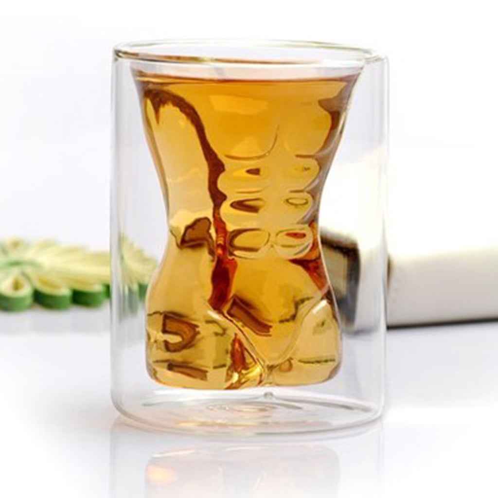 Muscle Glass Cup Double Wall Shot Bar Drink Whiskey Wine Beer Mug Glassware