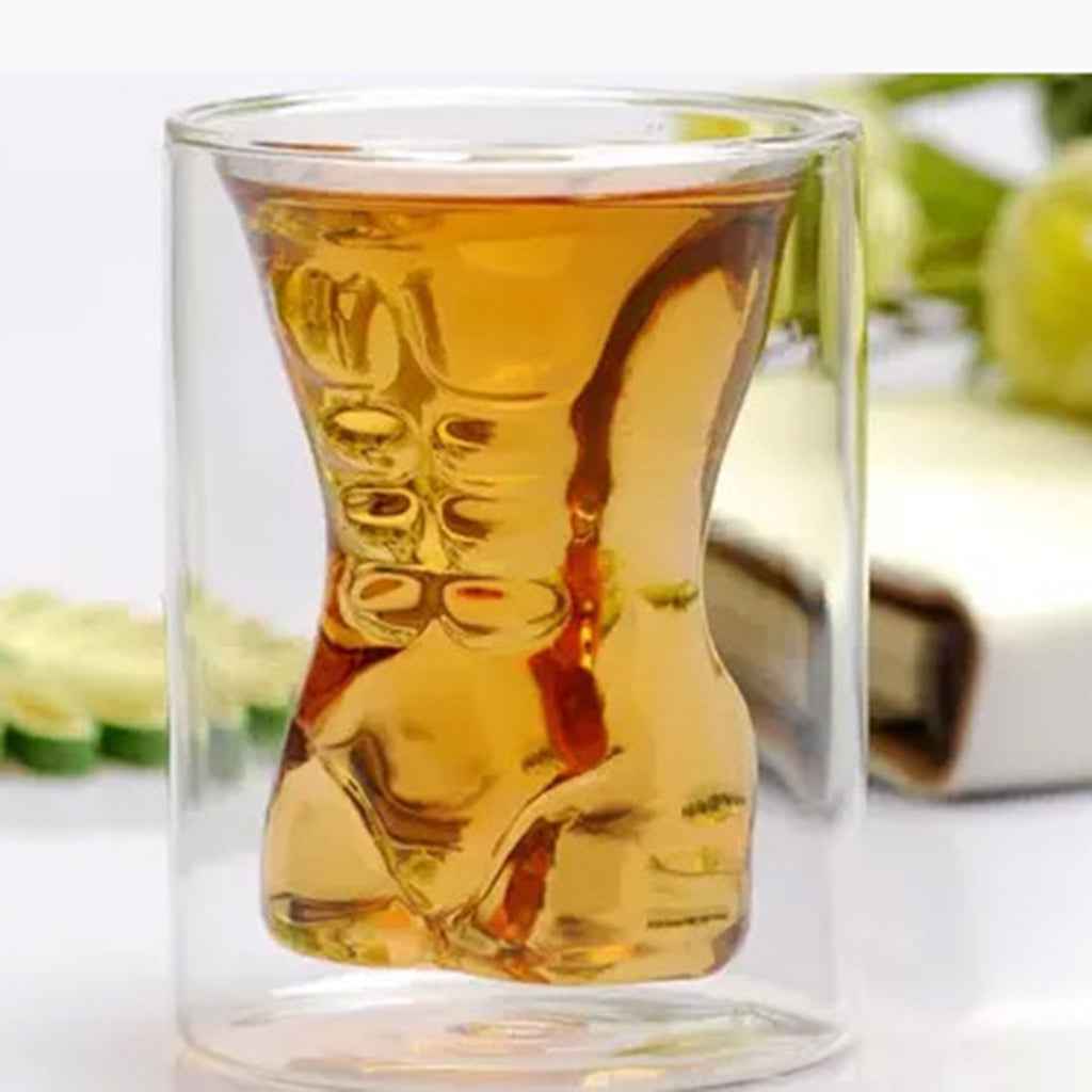 Muscle Glass Cup Double Wall Shot Bar Drink Whiskey Wine Beer Mug Glassware