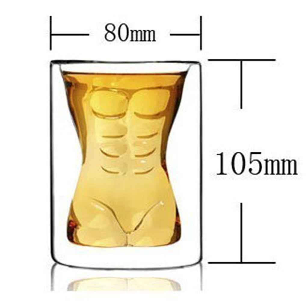 Muscle Glass Cup Double Wall Shot Bar Drink Whiskey Wine Beer Mug Glassware
