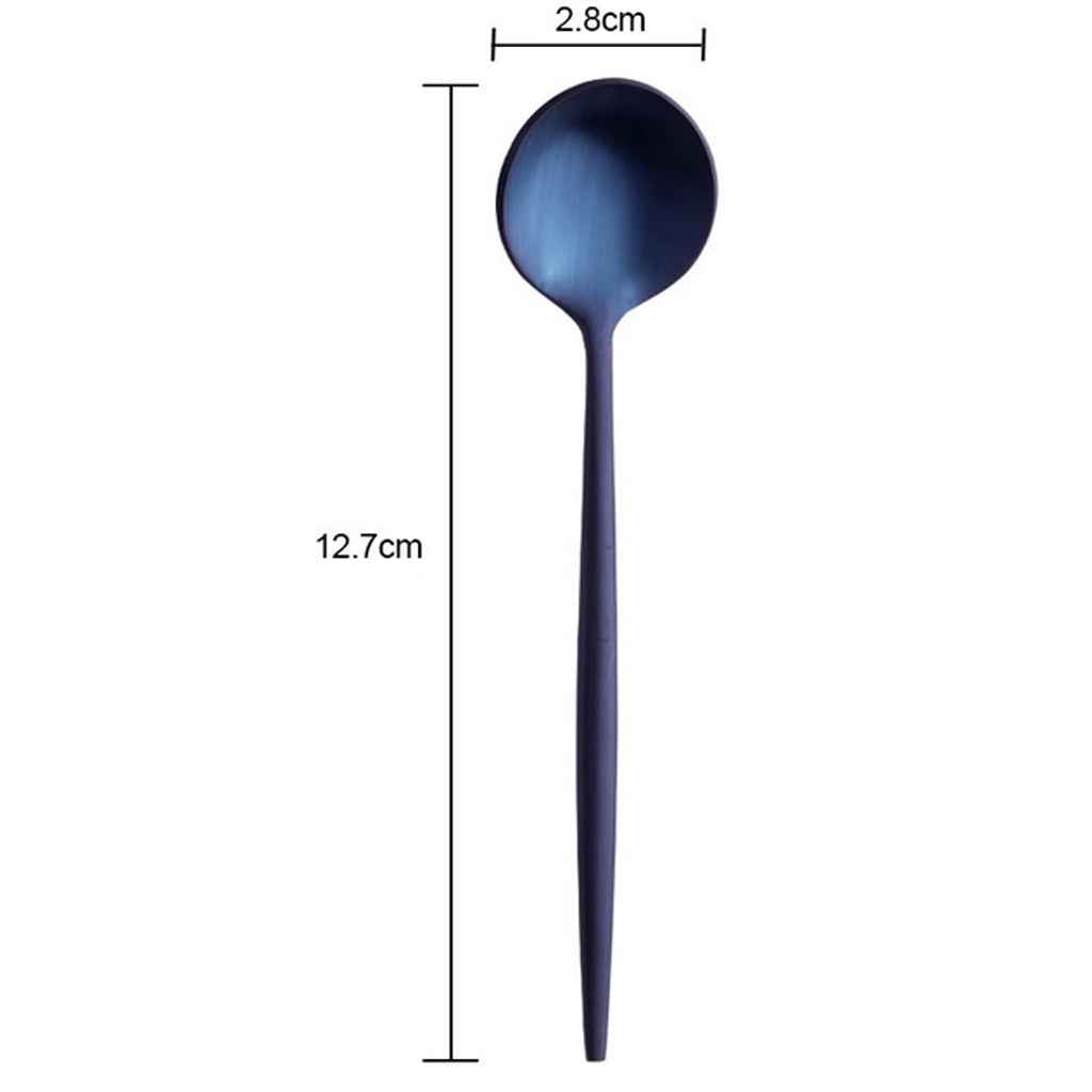 Flatware Spoon Cutlery Square for Kitchen Dining Bar Hotel Cafe  Blue