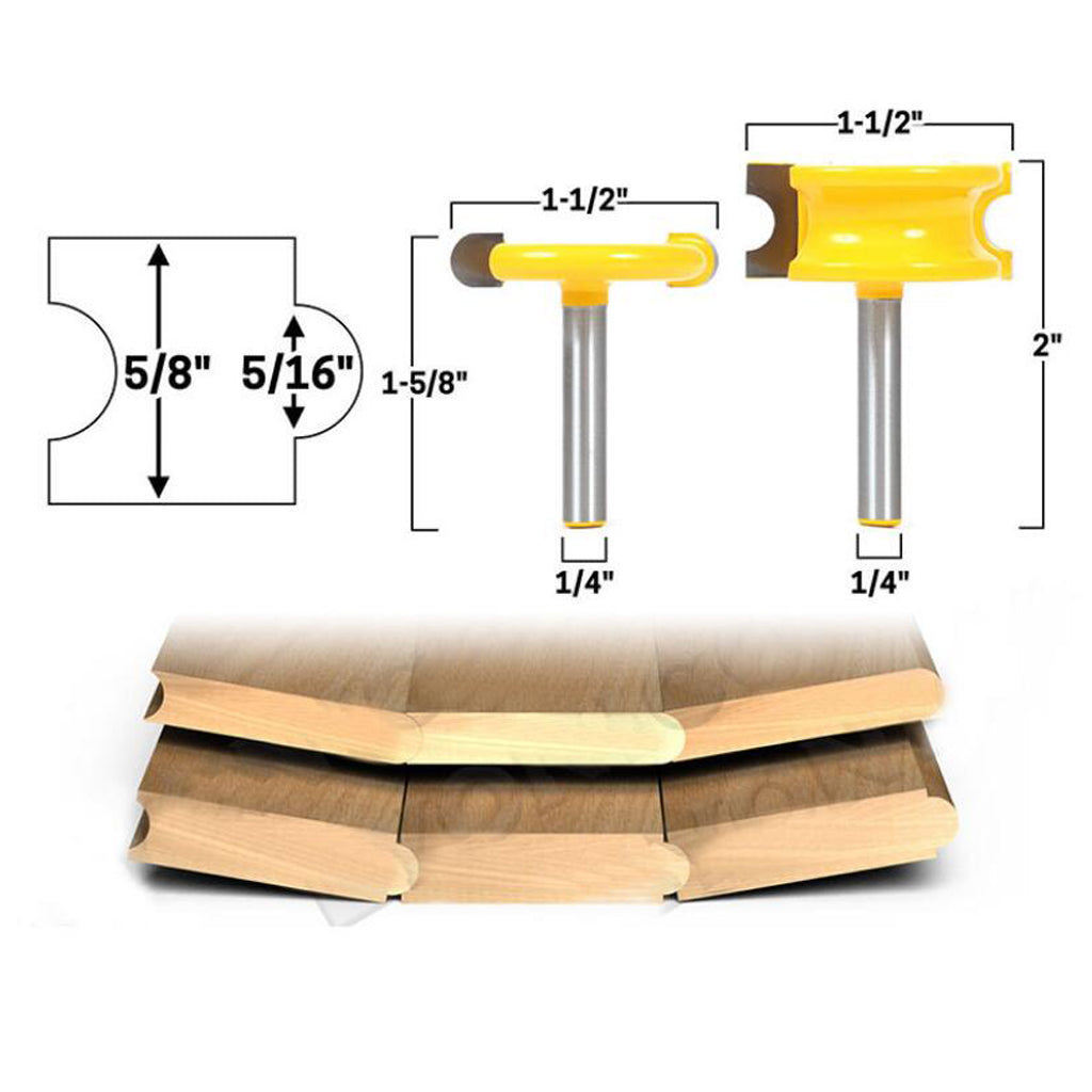 4x Canoe Flute and Bead Router Bit Wood Cutter Woodworking 1/4 & 1/2" Shank"