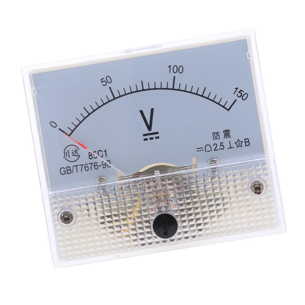 2x85C1 DC Rectangle Ammeter Amp Current Tester Analog Panel Voltmeter 0-150 V