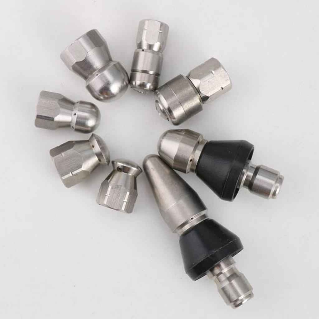 1/4inch Quick Connector Rotary Sewer Cleaning Nozzle Stainless Steel Pressure Washer Jetter Nozzle Pipe Drain Washing Tools Head