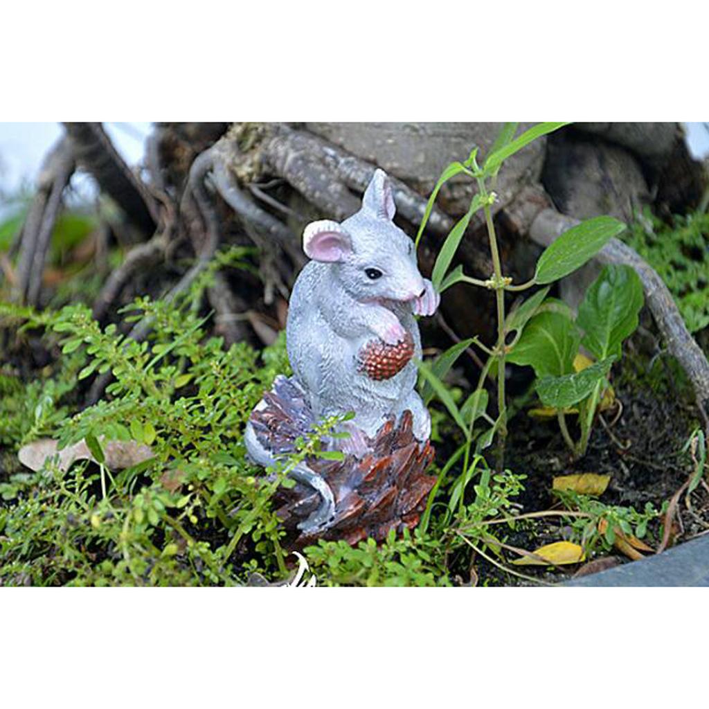 4xCute Mouse Figurine Sculpture for Home Garden Yard Statues Lawn Decoration