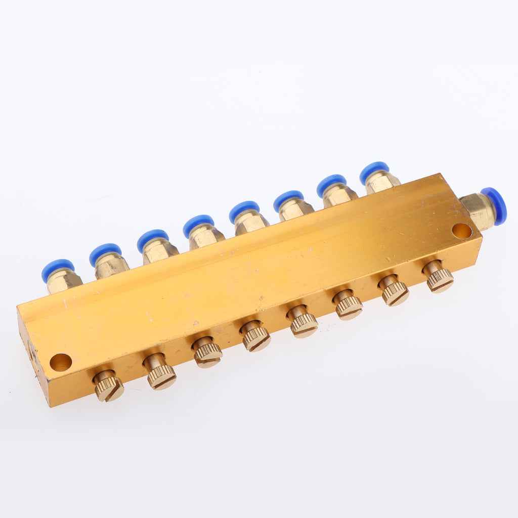 Brass 8-12 Way Adjustable Lube Oil Distributor Value Manifold Block 8 Way