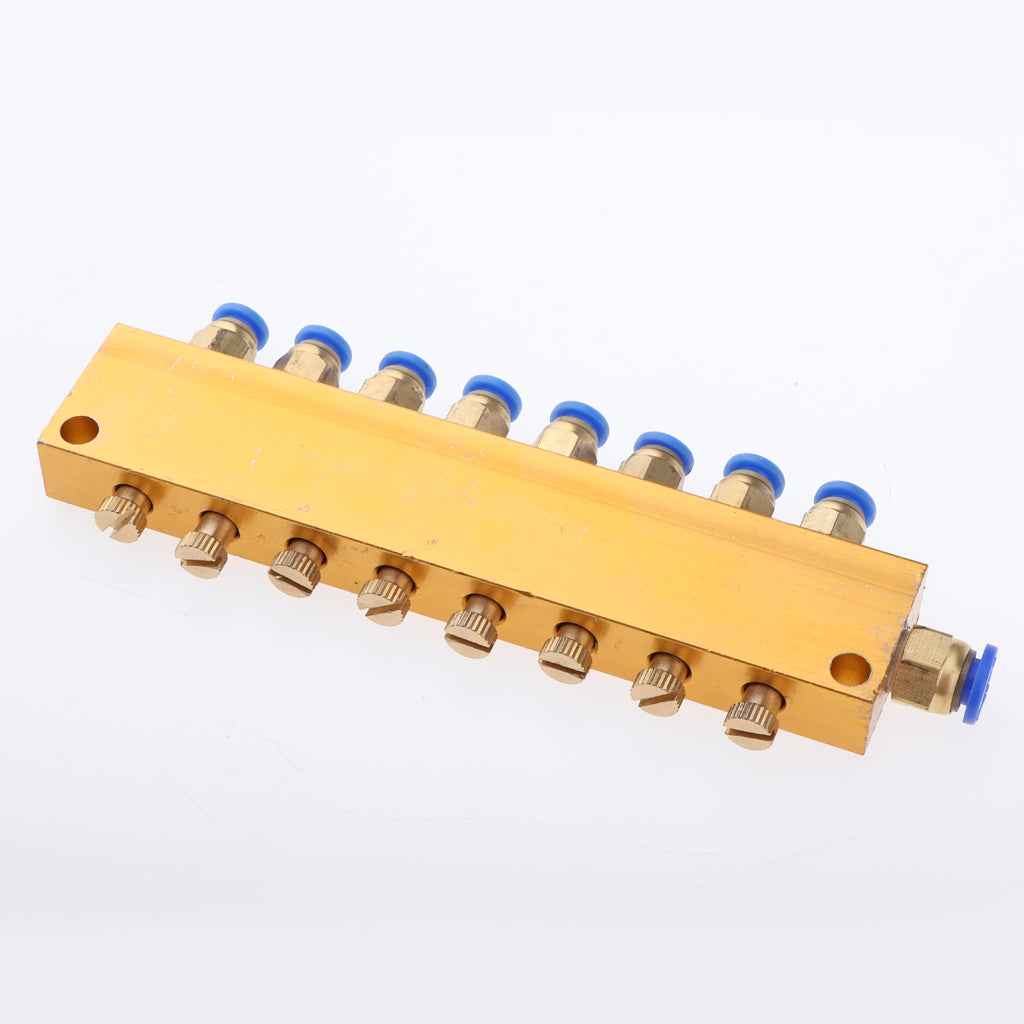 Brass 8-12 Way Adjustable Lube Oil Distributor Value Manifold Block 8 Way