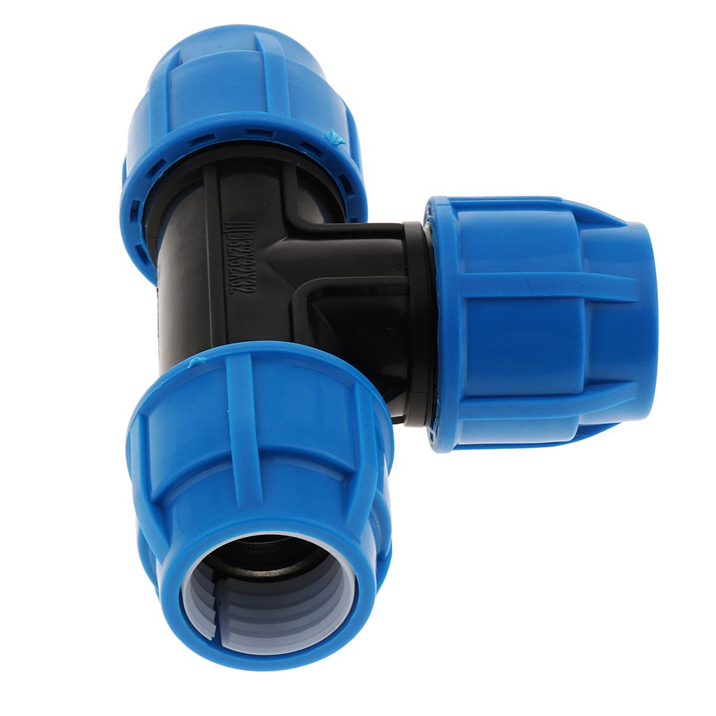 4xPE Quick Connect Push Tube Tee Union Coupler Pneumatic Push in Fitting 32mm