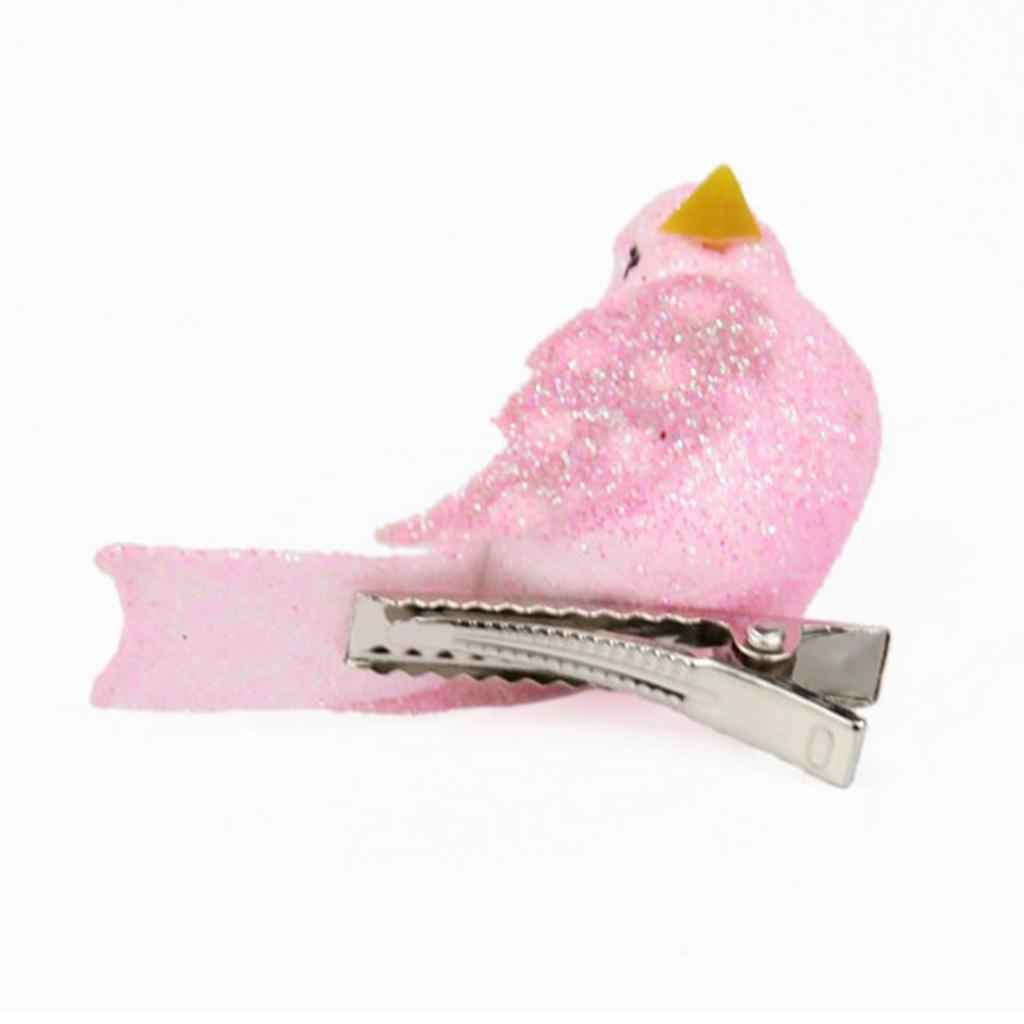 12Pcs Artificial Mini Decorative Bling Foam Birds for Crafts Garden Pink