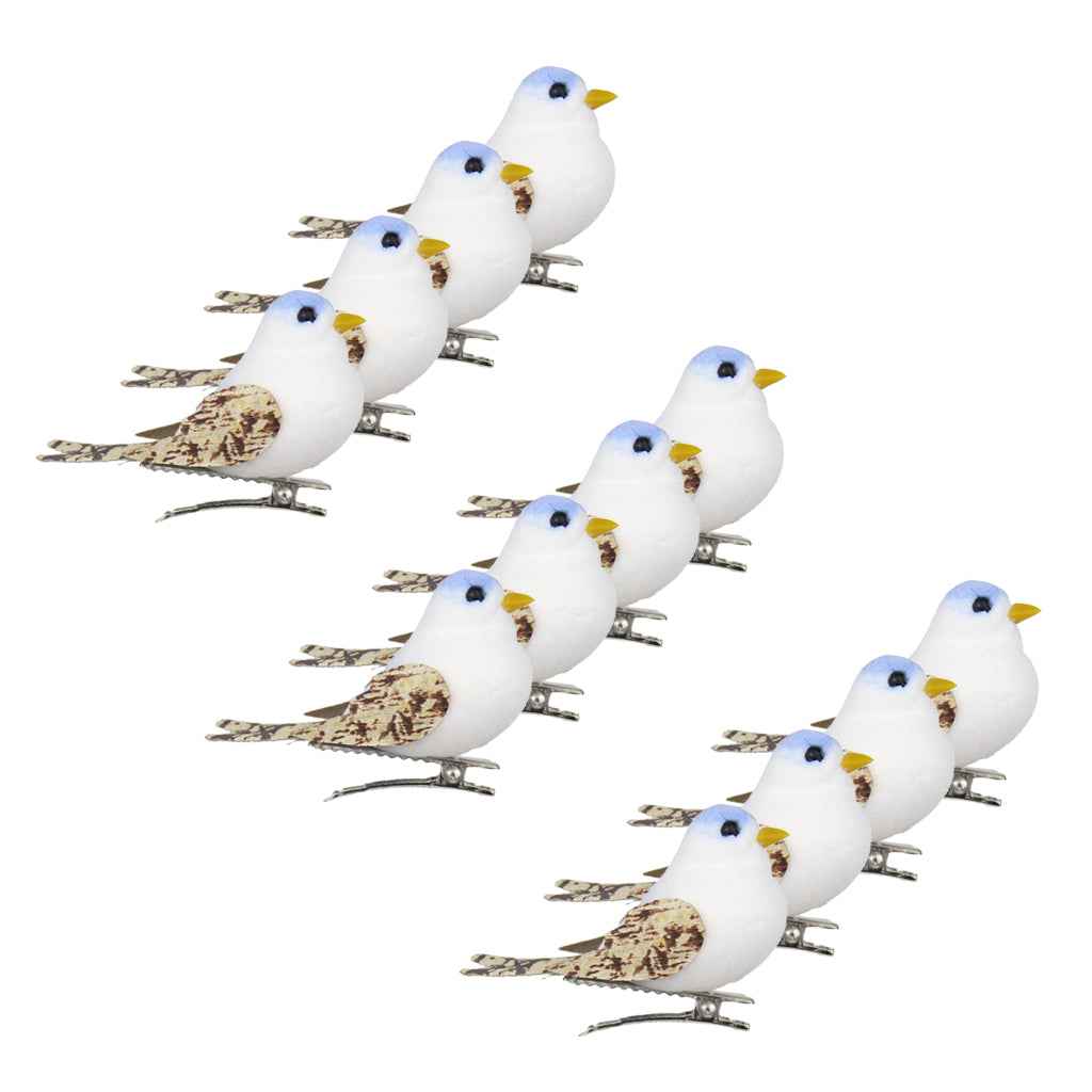 12Pcs Artificial Mini Decorative Foam Birds for Crafts Garden Decor Blue