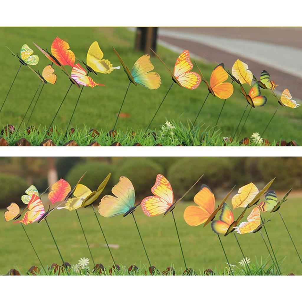 12 Pieces Garden Yard Planter Butterfly Stakes Lawn Decor Ornaments Yellow